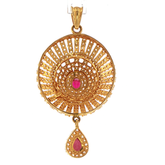 22ct Yellow Gold Ruby Sunburst Pendant