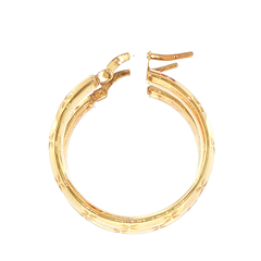 9ct Yellow Gold Floral Engraved Hoop Earrings