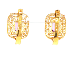 22ct Yellow Gold Amethyst Double Halo Stud Earrings