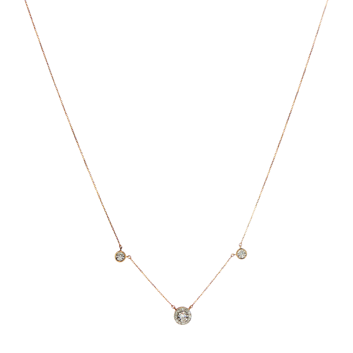 10ct Yellow Gold Three-Station Lab Grown Diamond Chain Necklace