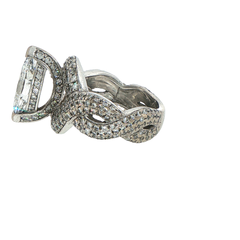 Marquise Diamond Pavé Woven Cocktail Ring in White Gold with Valuation
