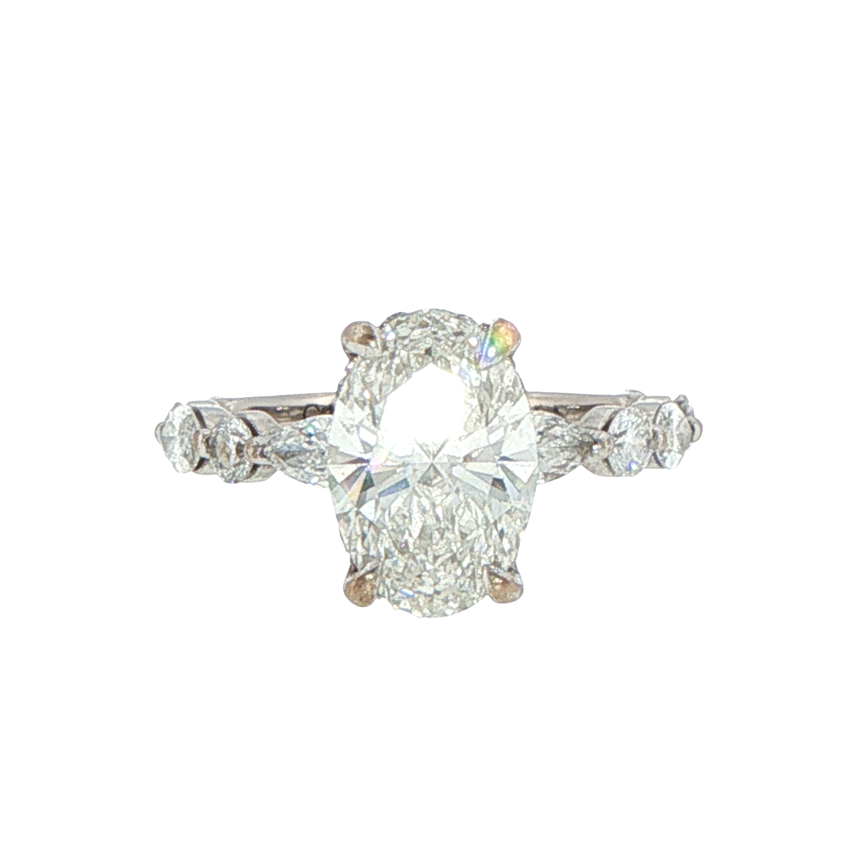 18ct White Gold Oval Cut Lab Grown Diamond Engagement Ring