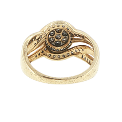 9ct Yellow Gold Diamond Cluster Bypass Ring