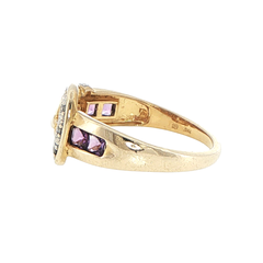 9ct Yellow Gold Amethyst Belt Buckle Ring