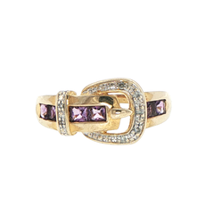 9ct Yellow Gold Amethyst Belt Buckle Ring