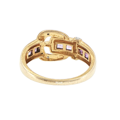 9ct Yellow Gold Amethyst Belt Buckle Ring