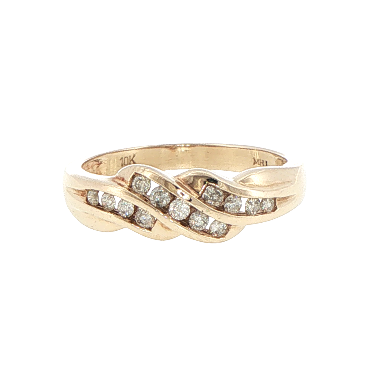 10ct Yellow Gold Diamond Braided Band Ring