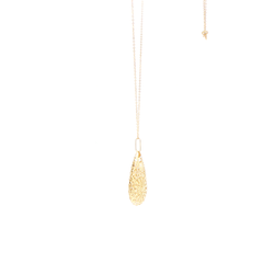 14ct Yellow Gold Filigree Teardrop Pendant Necklace