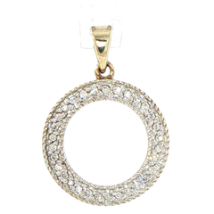 9ct Yellow Gold Pavé Diamond Circle Pendant