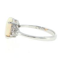 18ct White Gold Oval Opal and Diamond Ring