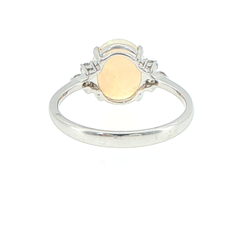 18ct White Gold Oval Opal and Diamond Ring
