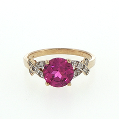 10ct Yellow Gold Pink Sapphire and Diamond Crisscross Ring