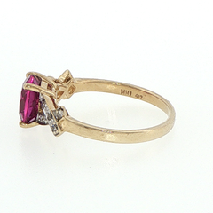 10ct Yellow Gold Pink Sapphire and Diamond Crisscross Ring