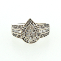 9ct White Gold Pear-Shaped Diamond Cluster Ring
