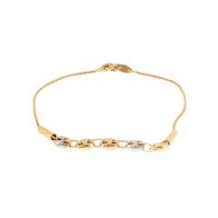 18ct Gold Tri-Color Coffee Bean Link Chain Bracelet