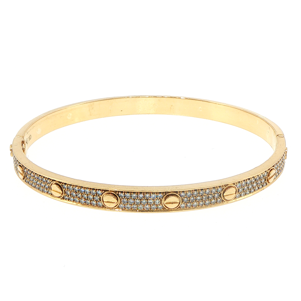 18ct Yellow Gold Diamond Accent Screw Motif Bangle