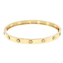 18ct Yellow Gold Diamond Accent Screw Motif Bangle