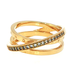 Pandora 14K Plated Crossover Pavé Triple Band Ring 189057C01