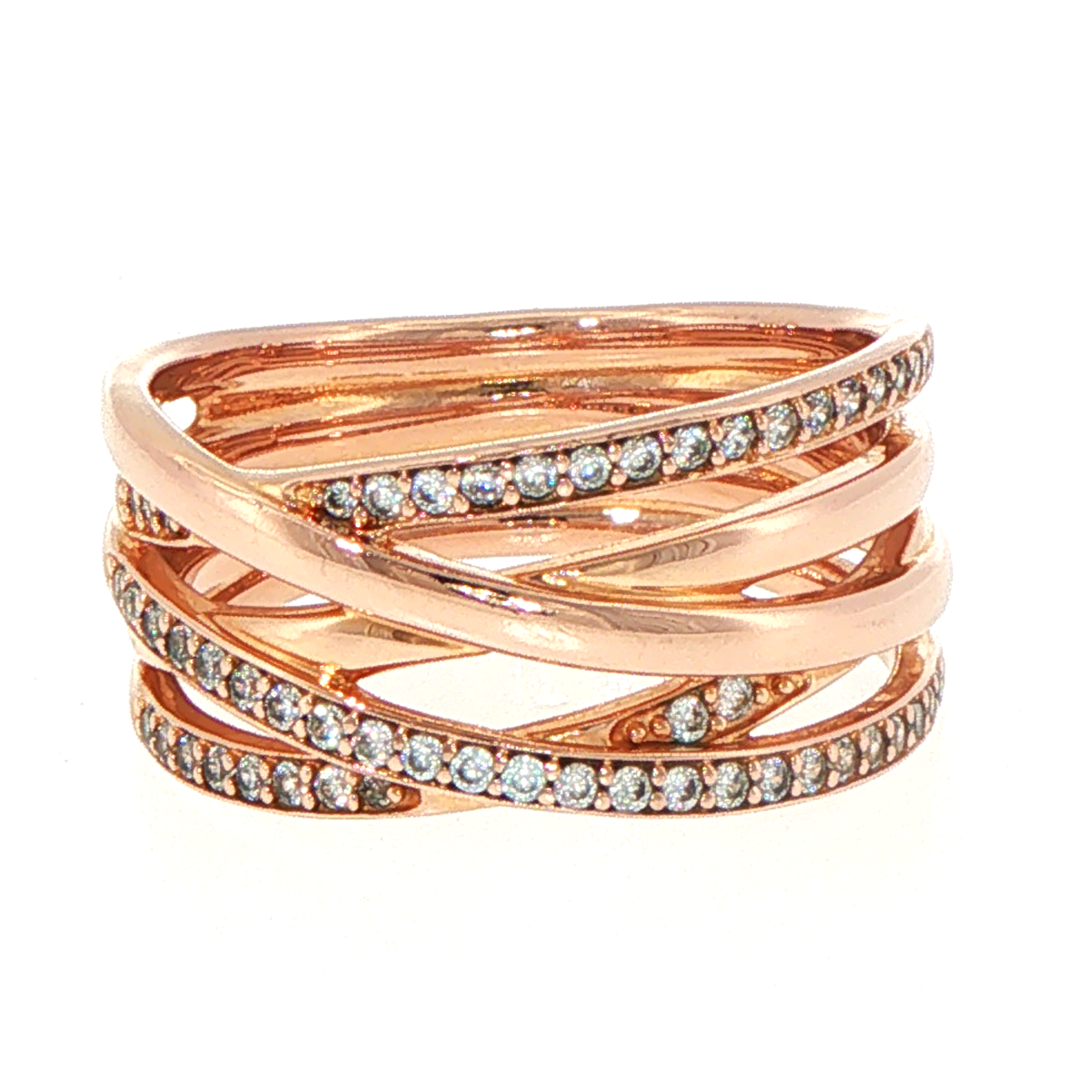 Pandora Sparkling & Polished Lines 14k Rose gold Plated Ring