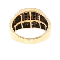 10ct Yellow Gold Two-Tone Black and White Diamond Signet Ring 0.75 TDW