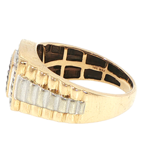 10ct Yellow Gold Two-Tone Black and White Diamond Signet Ring 0.75 TDW