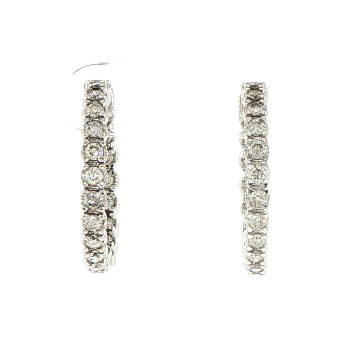 9k White Gold Diamond Hoop Earrings