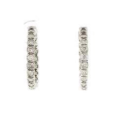 9k White Gold Diamond Hoop Earrings