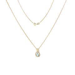 9ct Yellow Gold Aquamarine and Diamond Pendant Necklace