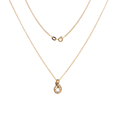 9ct Yellow Gold Aquamarine and Diamond Pendant Necklace