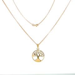 9ct Yellow Gold Rolo Necklace with Tree of Life Cutout Pendant