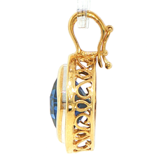 9ct Yellow Gold Royal Blue Sapphire and Diamond Halo Pendant