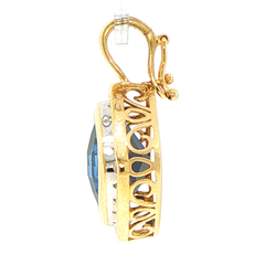 9ct Yellow Gold Royal Blue Sapphire Halo Pendant