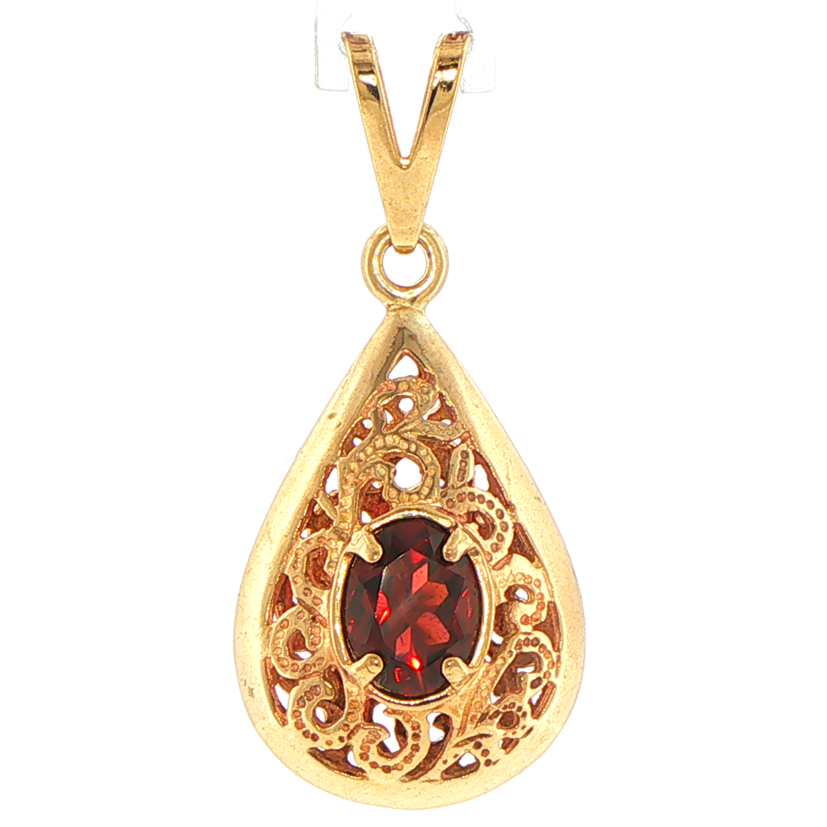 9ct Yellow Gold Oval Filigree Teardrop Pendant