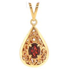 9ct Yellow Gold Oval Filigree Teardrop Pendant