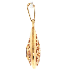 9ct Yellow Gold Oval Filigree Teardrop Pendant