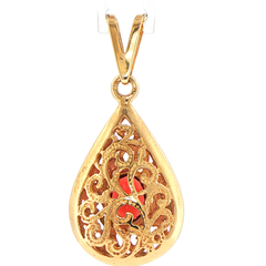 9ct Yellow Gold Oval Filigree Teardrop Pendant
