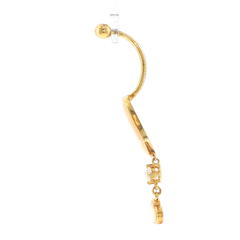 9ct Yellow Gold-Tone Cubic Zirconia Pearlescent Heart Dangle Navel Ring