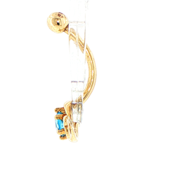 9ct Yellow Gold Tone Blue Gemstone Swirl Navel Ring