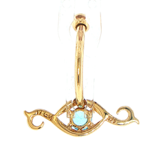 9ct Yellow Gold Tone Blue Gemstone Swirl Navel Ring
