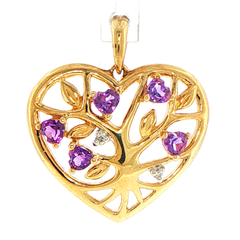 9ct Yellow Gold Heart-Shaped Tree of Life Pendant