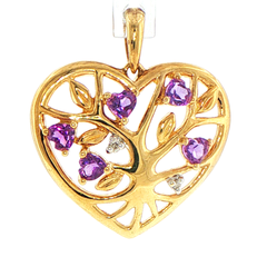 9ct Yellow Gold Heart-Shaped Tree of Life Pendant