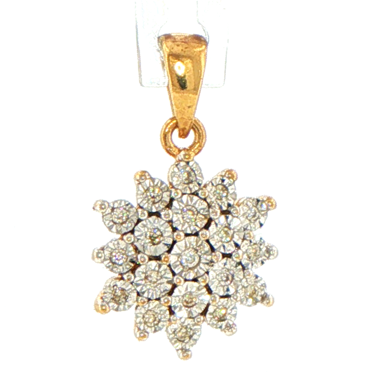 9ct Yellow Gold Diamond Starburst Cluster Pendant