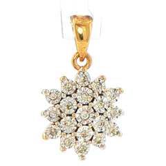 9ct Yellow Gold Diamond Starburst Cluster Pendant