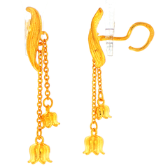 24ct Yellow Gold Floral Bell Dangle Earrings