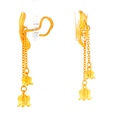 24ct Yellow Gold Floral Bell Dangle Earrings