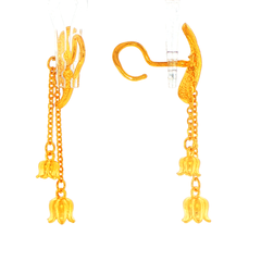 24ct Yellow Gold Floral Bell Dangle Earrings