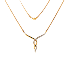 9ct Yellow Gold Diamond Swirl Pendant Necklace