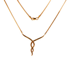 9ct Yellow Gold Diamond Swirl Pendant Necklace