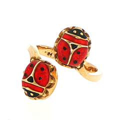 9ct Yellow Gold Enamel Ladybug Ring