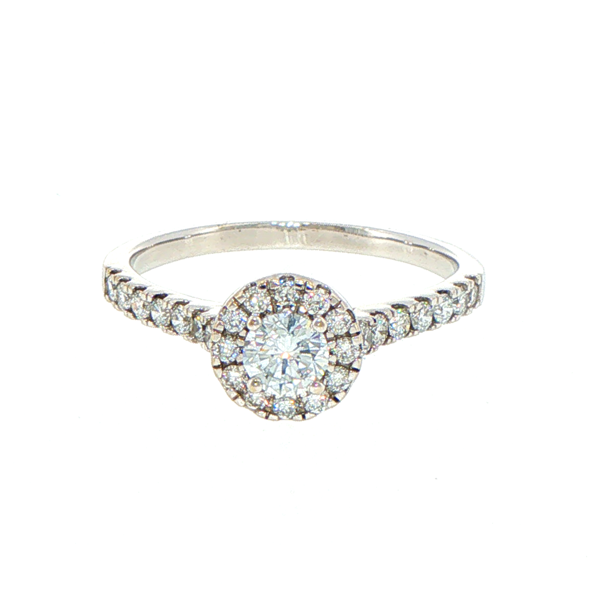 14 White Gold Round Lab Grown Diamond Halo Engagement Ring